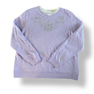 [Breckenridge] Lavender Crewneck with Silver Snowflake Embellishments